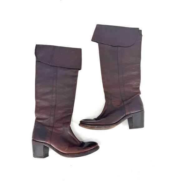 Frye Shoes - Frye Vintage Dark Brown Leather Fold Over‎ Cuff Campus Boots Womens 9.5 B 77335